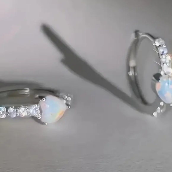 Beautiful Opal Mini Hoop Earrings - Picture 3 of 5